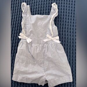 Rare Editions blue white striped romper, size 5